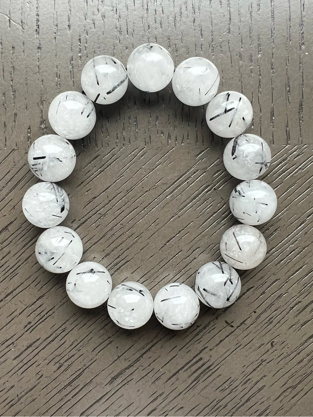 Rutilated tourmaline quartz bracelet 15mm SIZE 7.25’
